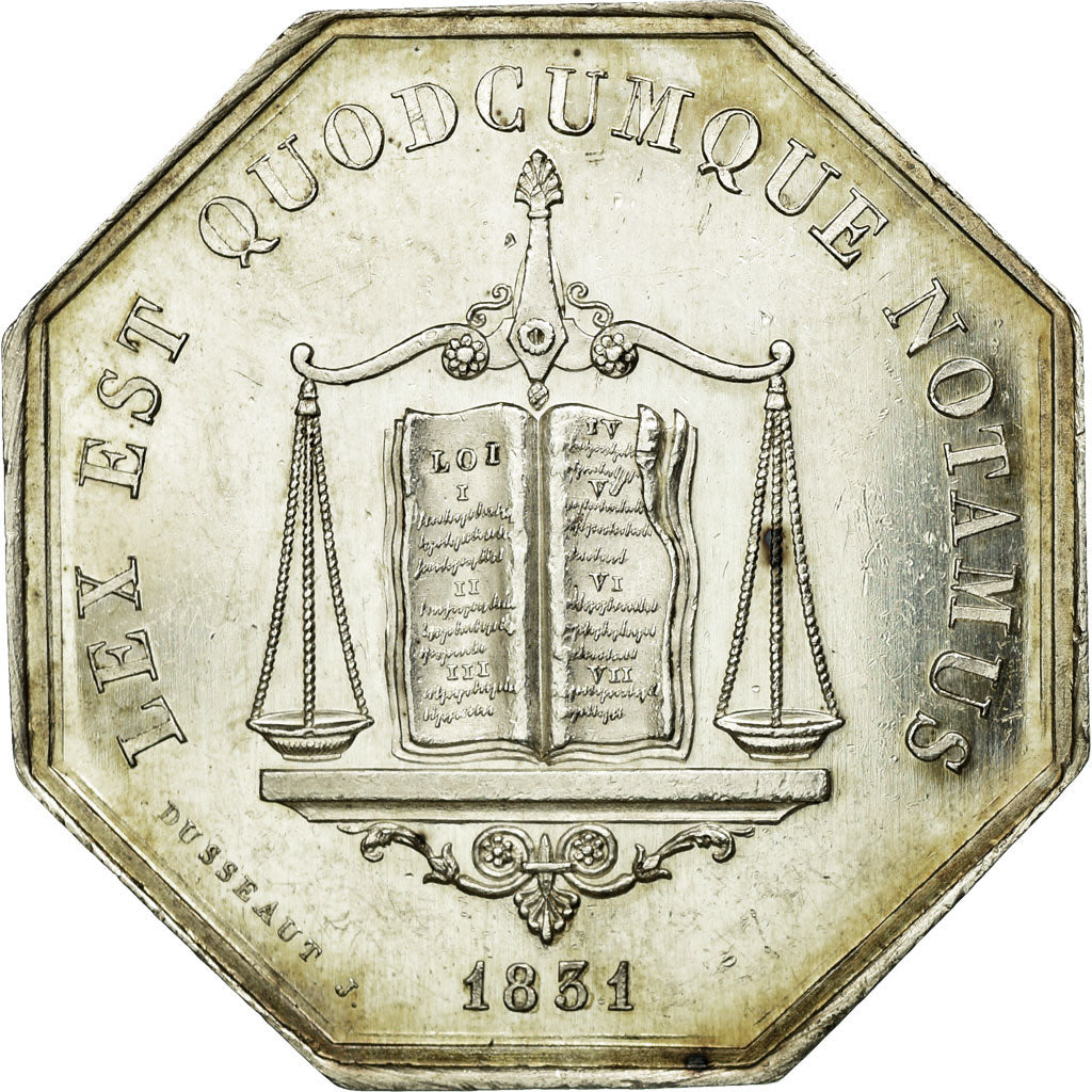 France, Token, Notary, 1831, AU(55-58), Silver, Lerouge:112