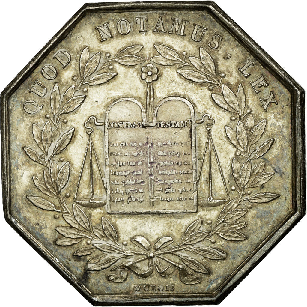France, Token, Notary, 1833, MS(60-62), Silver, Lerouge:72
