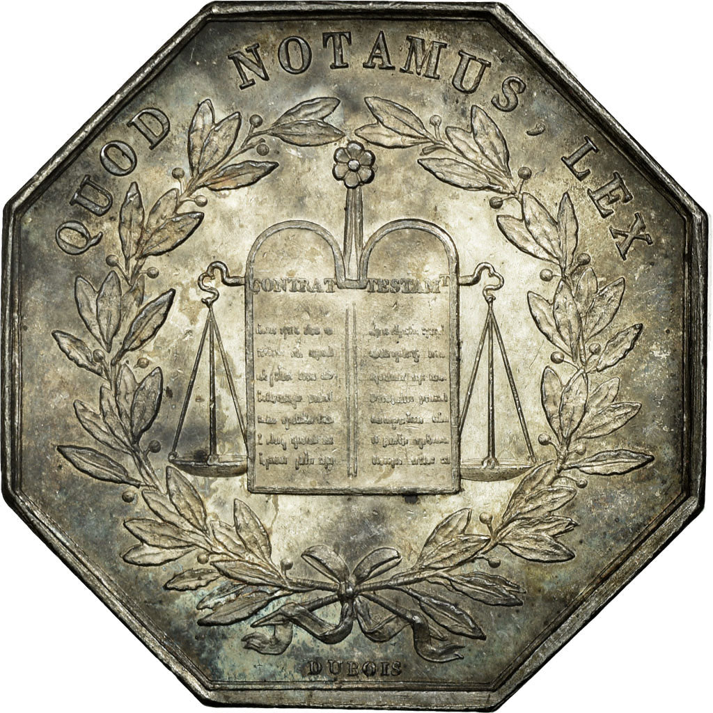 France, Token, Notary, 1833, MS(60-62), Silver, Lerouge:72