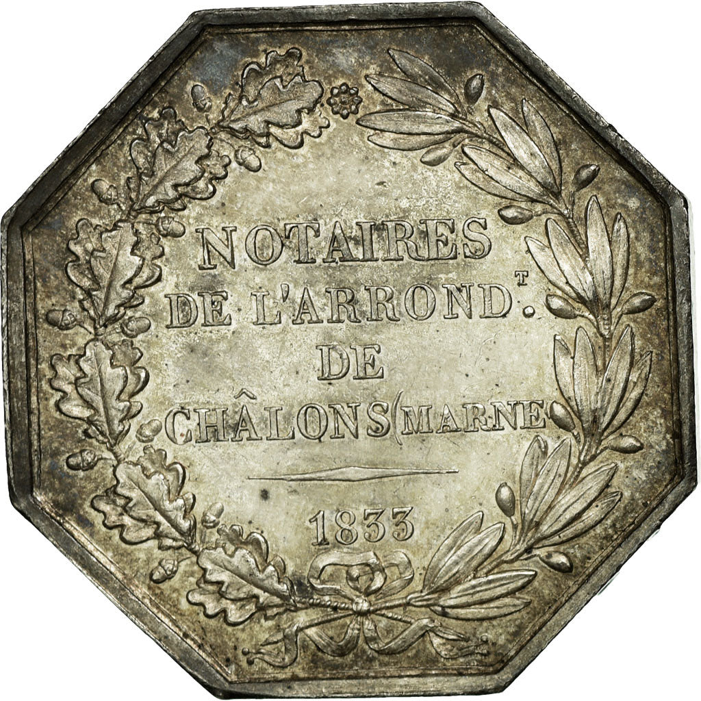 France, Token, Notary, 1833, AU(55-58), Silver, Lerouge:72