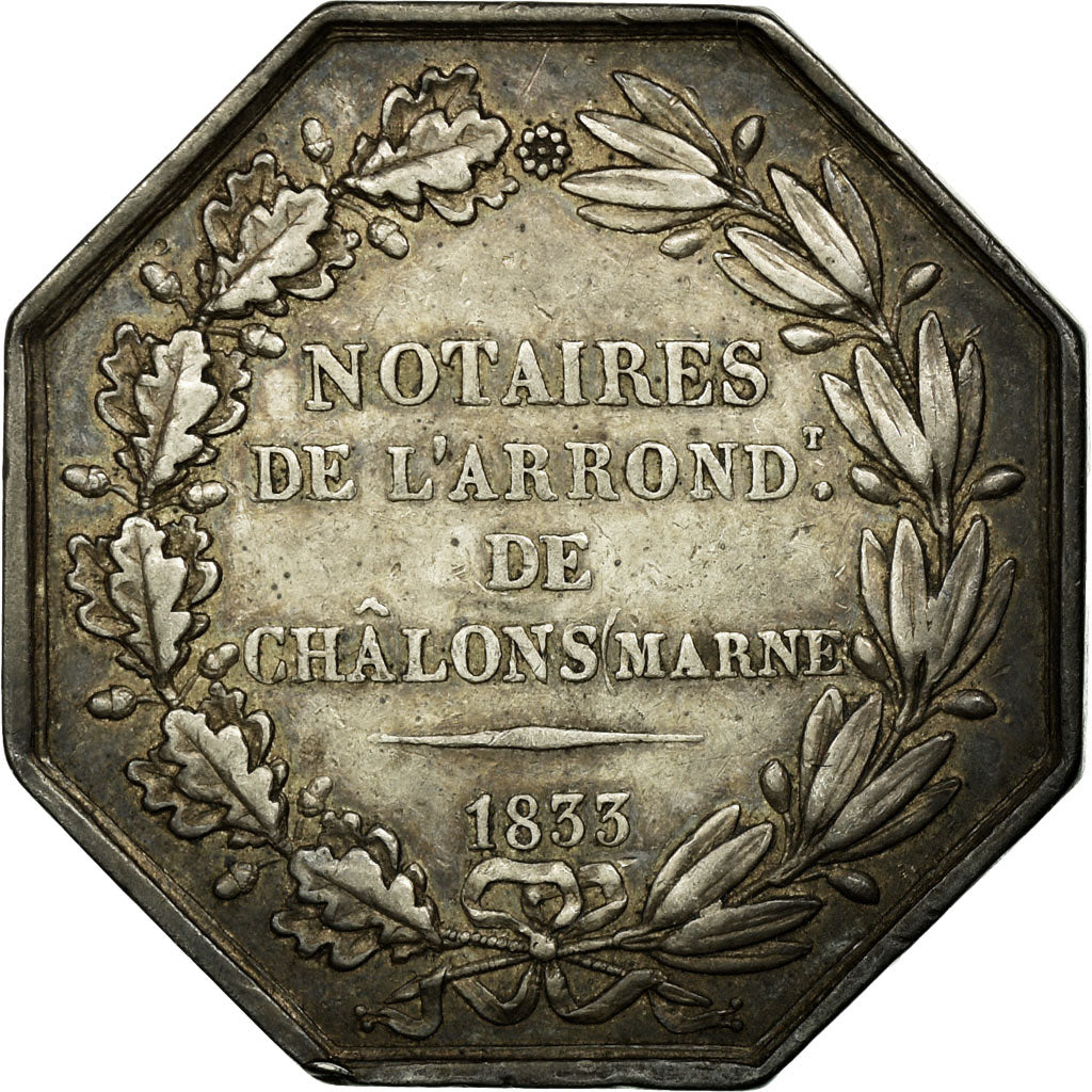 France, Token, Notary, 1833, AU(55-58), Silver, Lerouge:72
