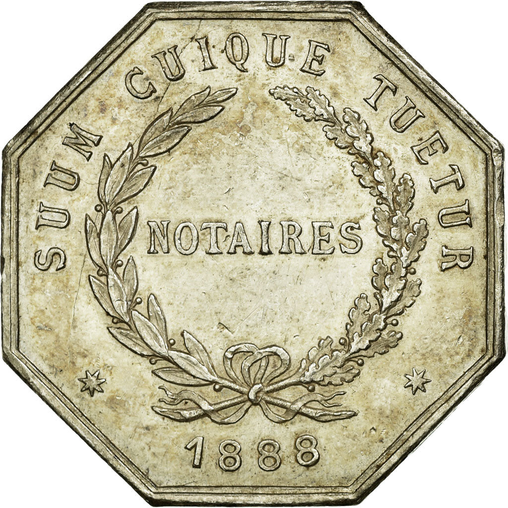 France, Token, Notary, 1888, AU(55-58), Silver, Lerouge:369