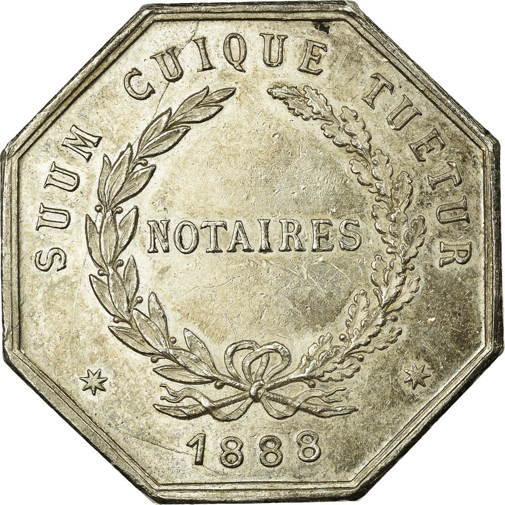 France, Token, Notaires de l'Arrondissement de Sainte-Menehould, Marne, 1888