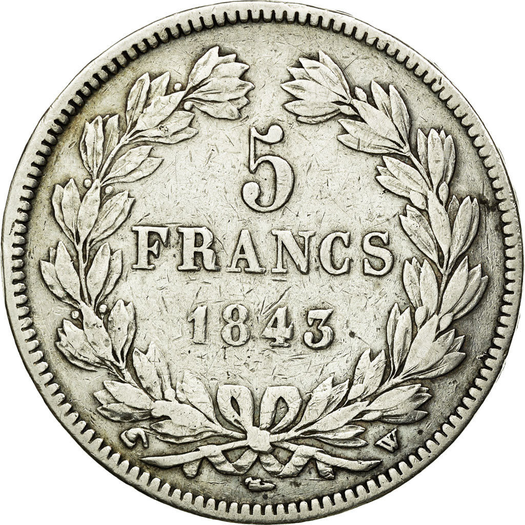 Coin, France, Louis-Philippe, 5 Francs, 1843, Lille, VF(20-25), Silver