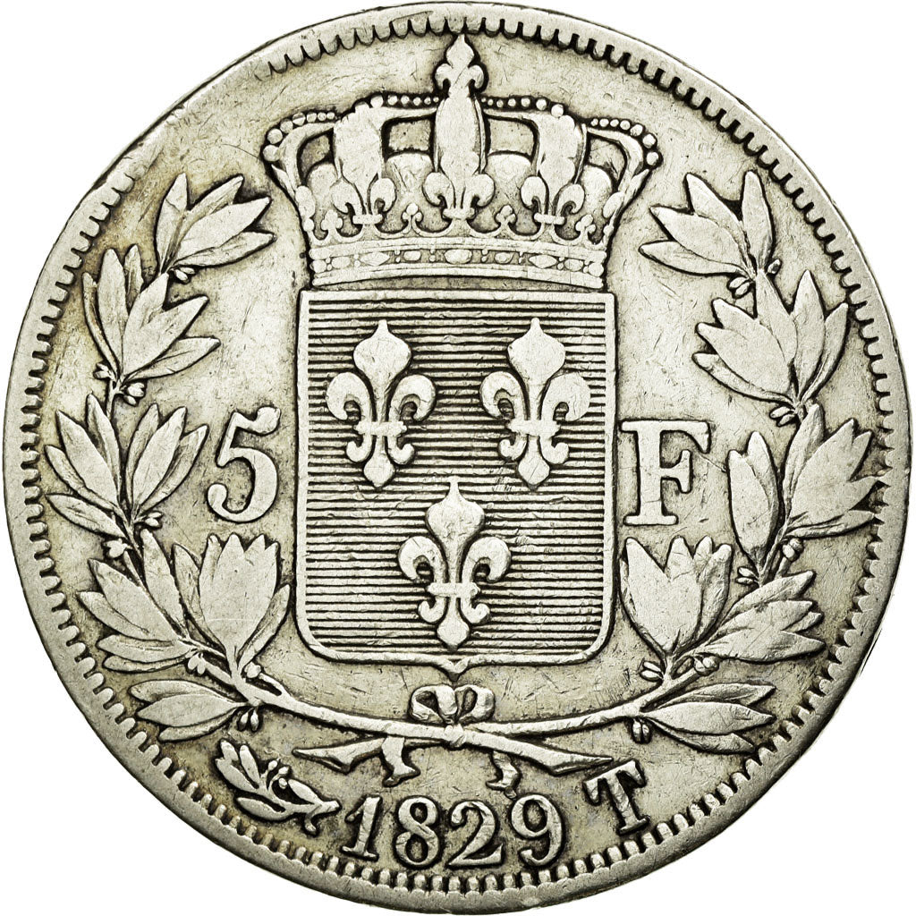 Coin, France, Charles X, 5 Francs, 1829, Nantes, VF(30-35), Silver, Gadoury:644