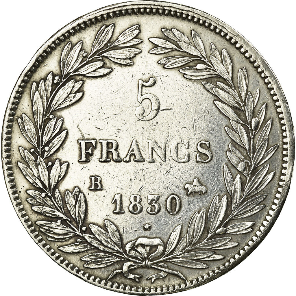 Coin, France, Louis-Philippe, 5 Francs, 1830, Rouen, VF(30-35), Silver