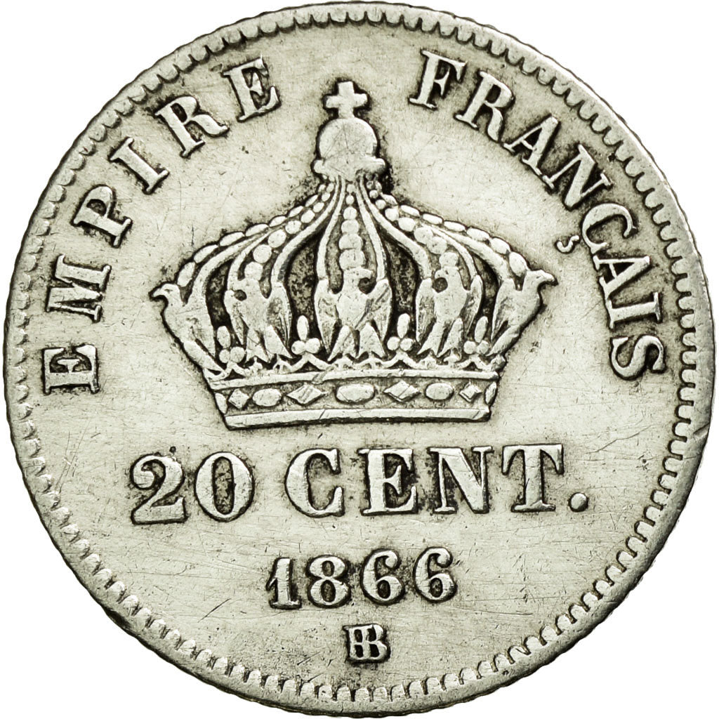 Coin, France, Napoleon III, Napoléon III, 20 Centimes, 1866, Strasbourg
