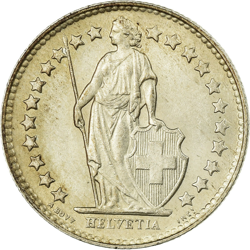 Coin, Switzerland, 1/2 Franc, 1956, Bern, AU(55-58), Silver, KM:23