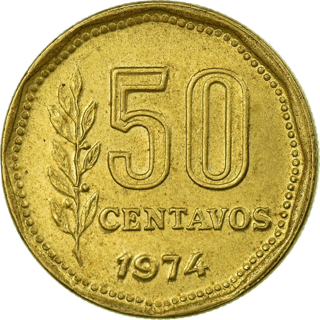 Moneta, Argentina, 50 Centavos, 1974, EF(40-45), Aluminium-Brąz, KM:68