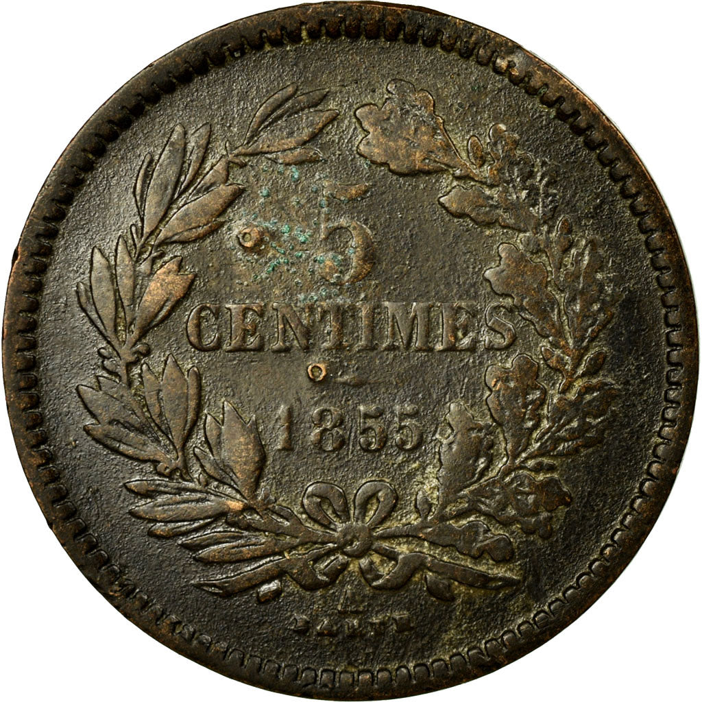 Coin, Luxembourg, William III, 5 Centimes, 1855, Paris, VF(30-35), Bronze
