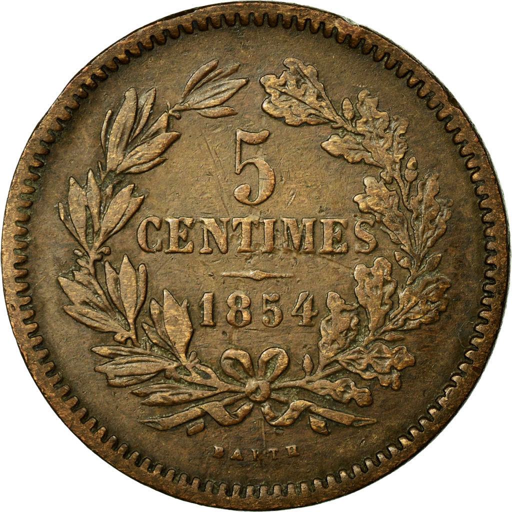 Coin, Luxembourg, William III, 5 Centimes, 1854, Utrecht, EF(40-45), Bronze