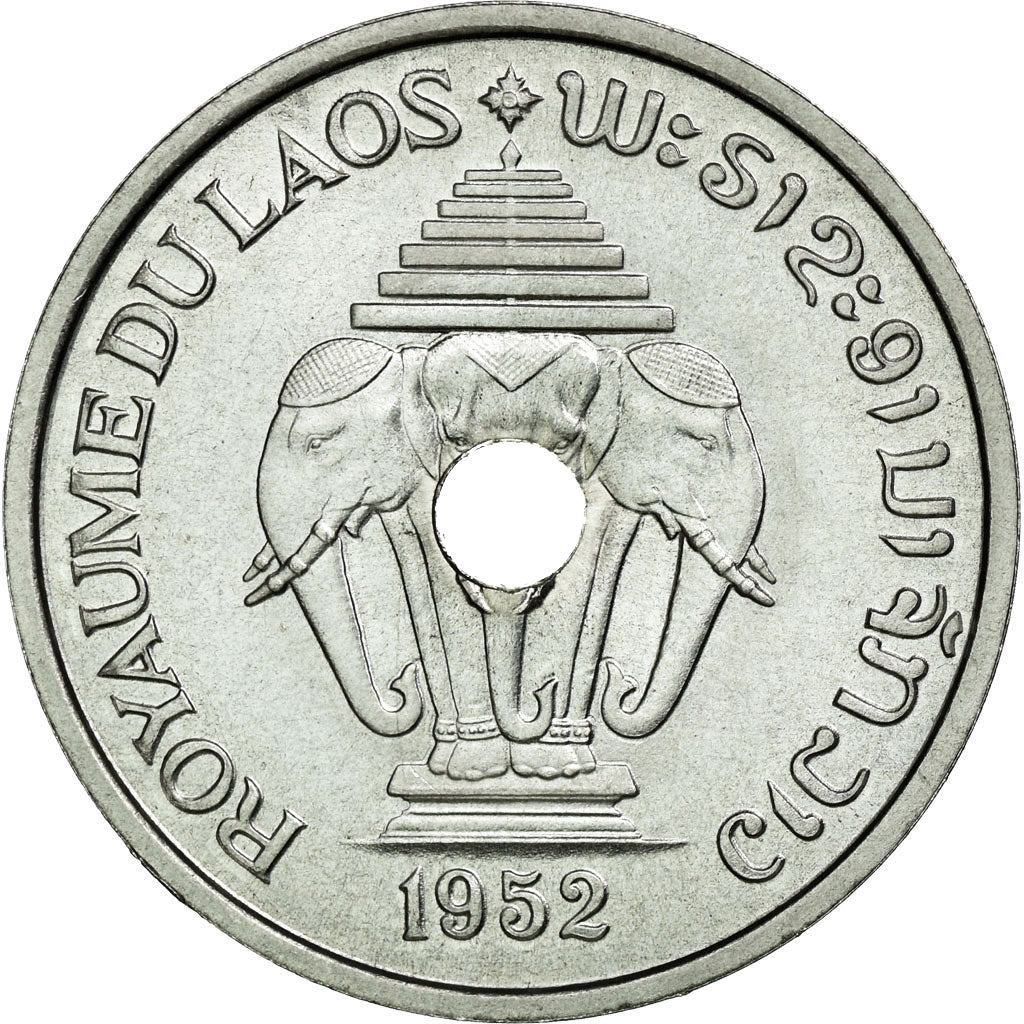 Coin, Lao, Sisavang Vong, 20 Cents, 1952, MS(65-70), Aluminium, KM:E2