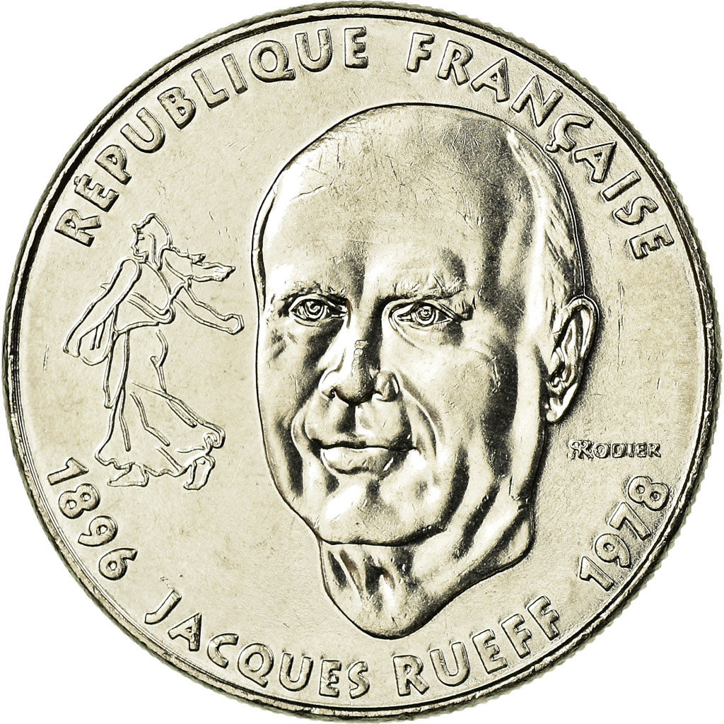 Moneta, Francia, Jacques Rueff, Franc, 1996, Paris, SPL-, Nichel, KM:1160