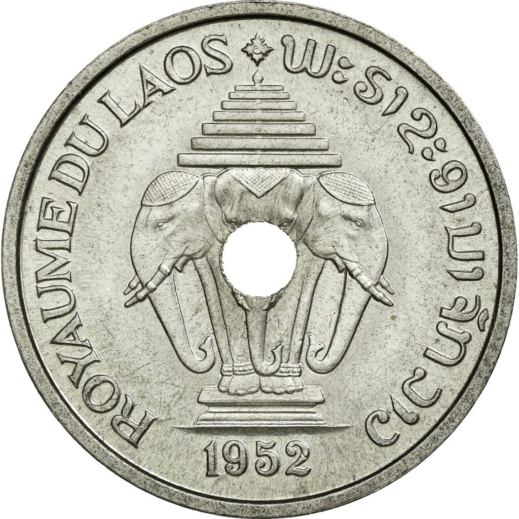 Coin, Lao, Sisavang Vong, 20 Cents, 1952, MS(60-62), Aluminium, Lecompte:5