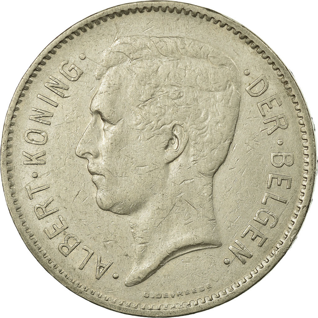 Moeda, Bélgica, 5 Francs, 5 Frank, 1933, EF(40-45), Níquel, KM:98