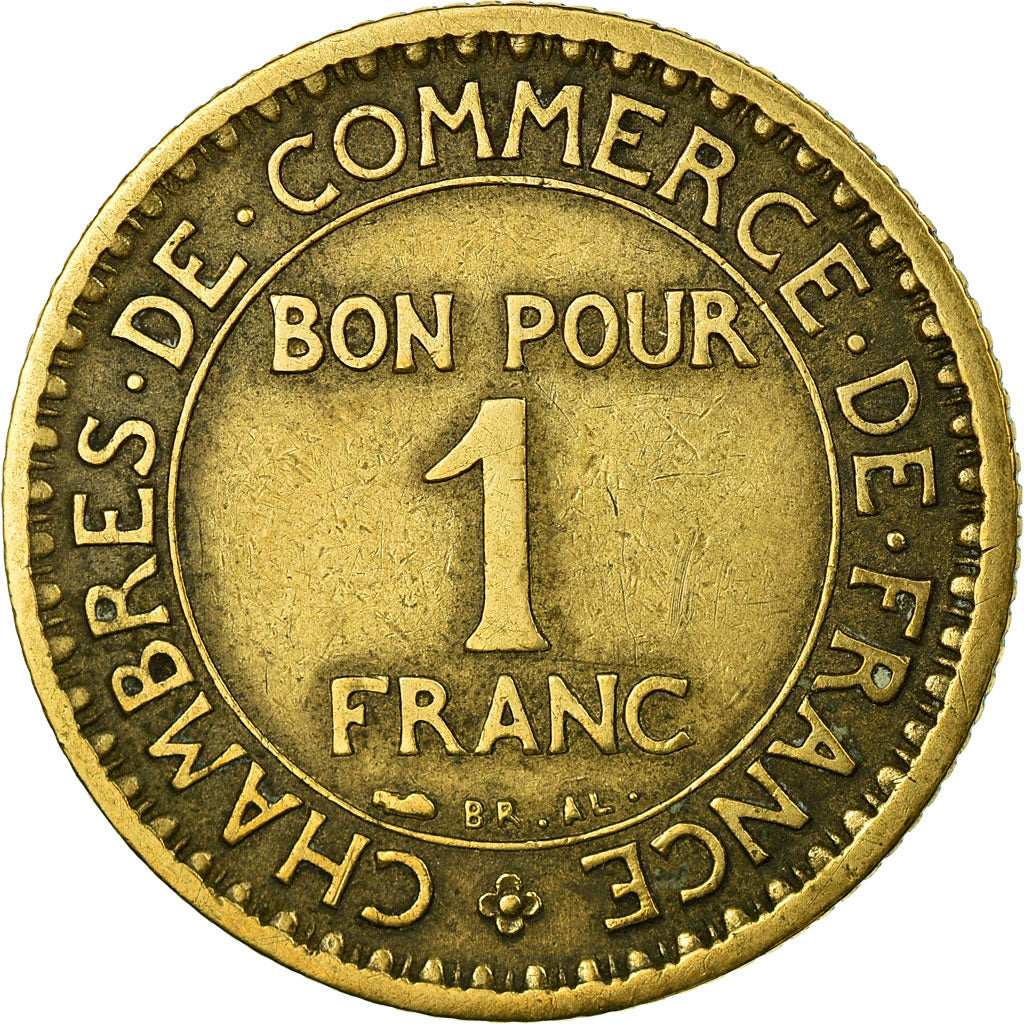 Moneda, Francia, Chambre de commerce, Franc, 1920, Paris, BC+, Aluminio -