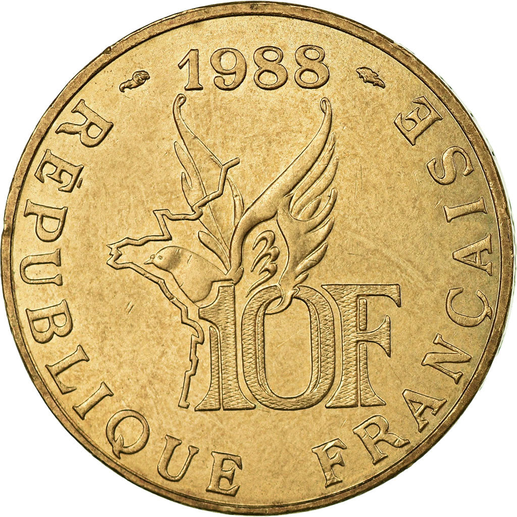 Coin, France, Roland Garros, 10 Francs, 1988, VF(30-35), Aluminum-Bronze