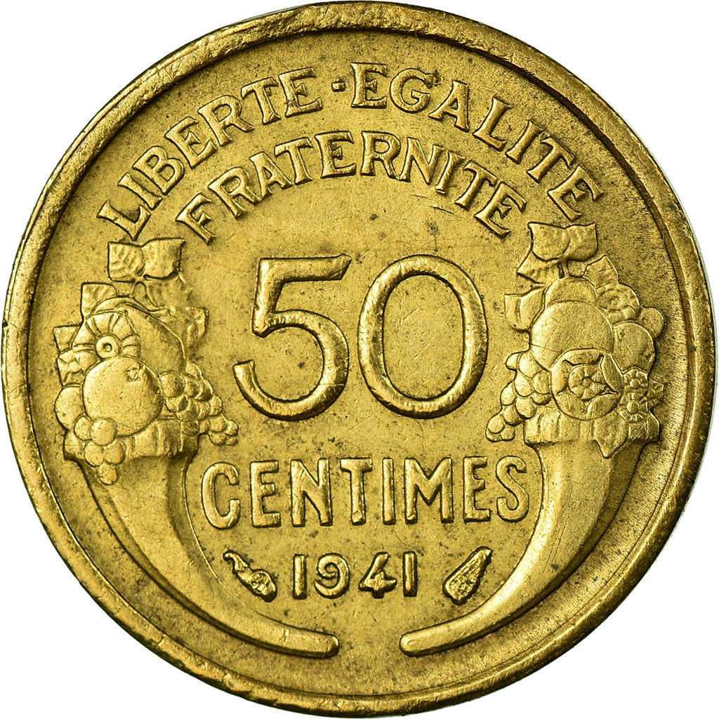 Coin, France, Morlon, 50 Centimes, 1941, EF(40-45), Aluminum-Bronze, KM:894.1