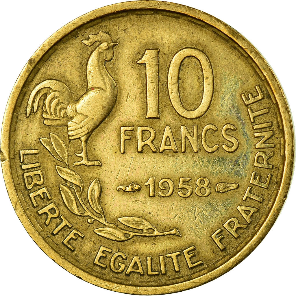 Monnaie, France, Guiraud, 10 Francs, 1958, Paris, TTB, Aluminum-Bronze