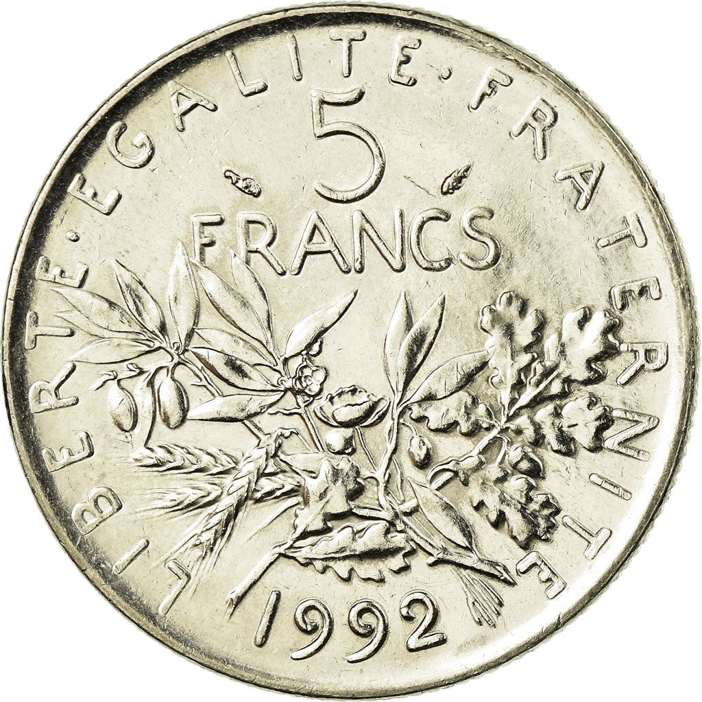 Moneta, Francia, Semeuse, 5 Francs, 1992, Paris, SPL-, Nichel placcato