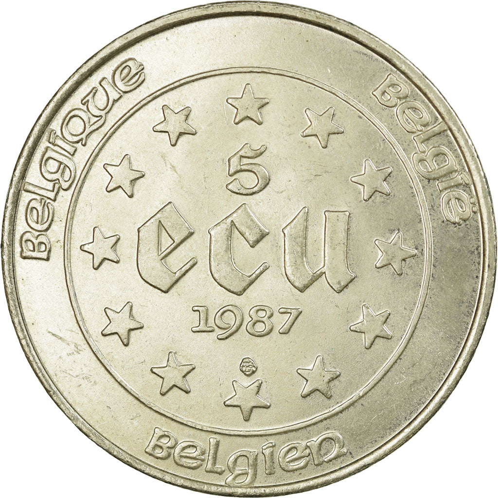 Moneta, Belgio, 5 Ecu, 1987, SPL-, Argento, KM:166
