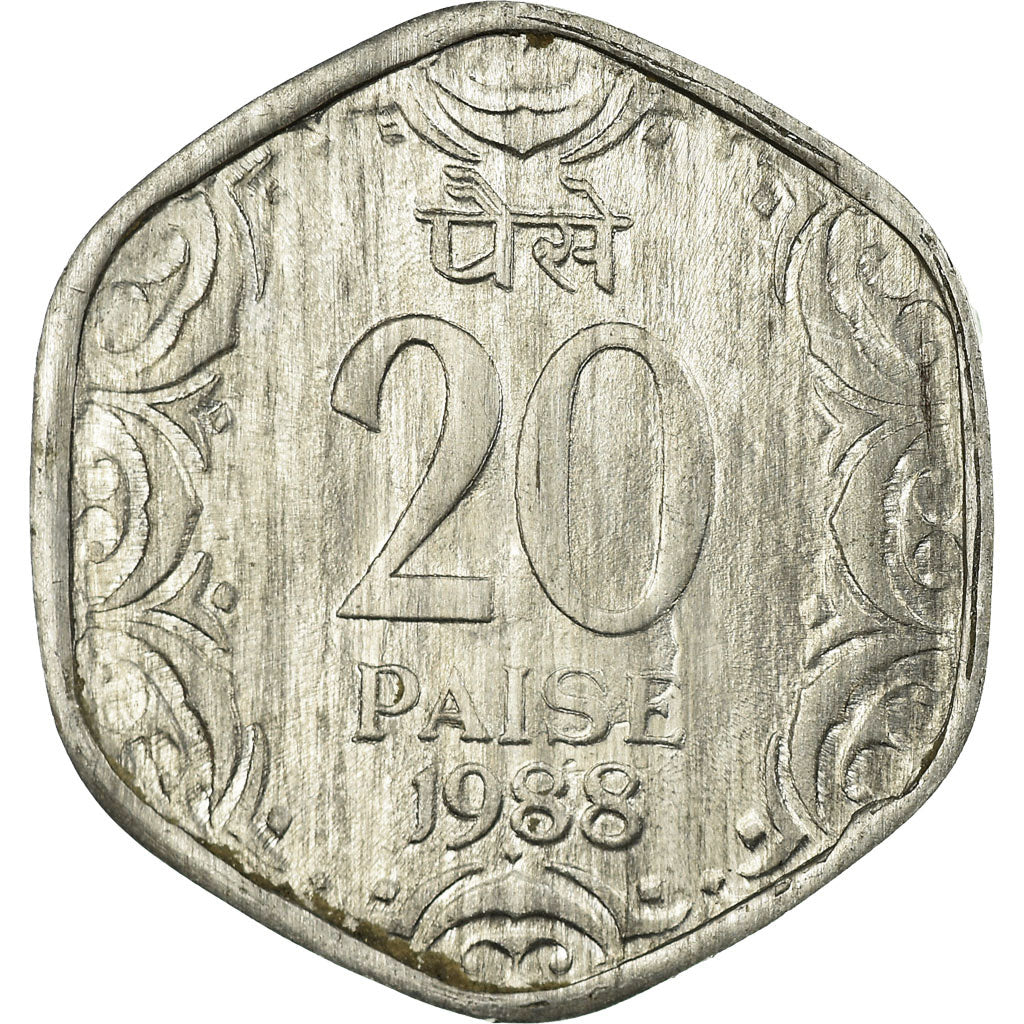 Moneta, REPUBBLICA DELL’INDIA, 20 Paise, 1988, BB, Alluminio, KM:44