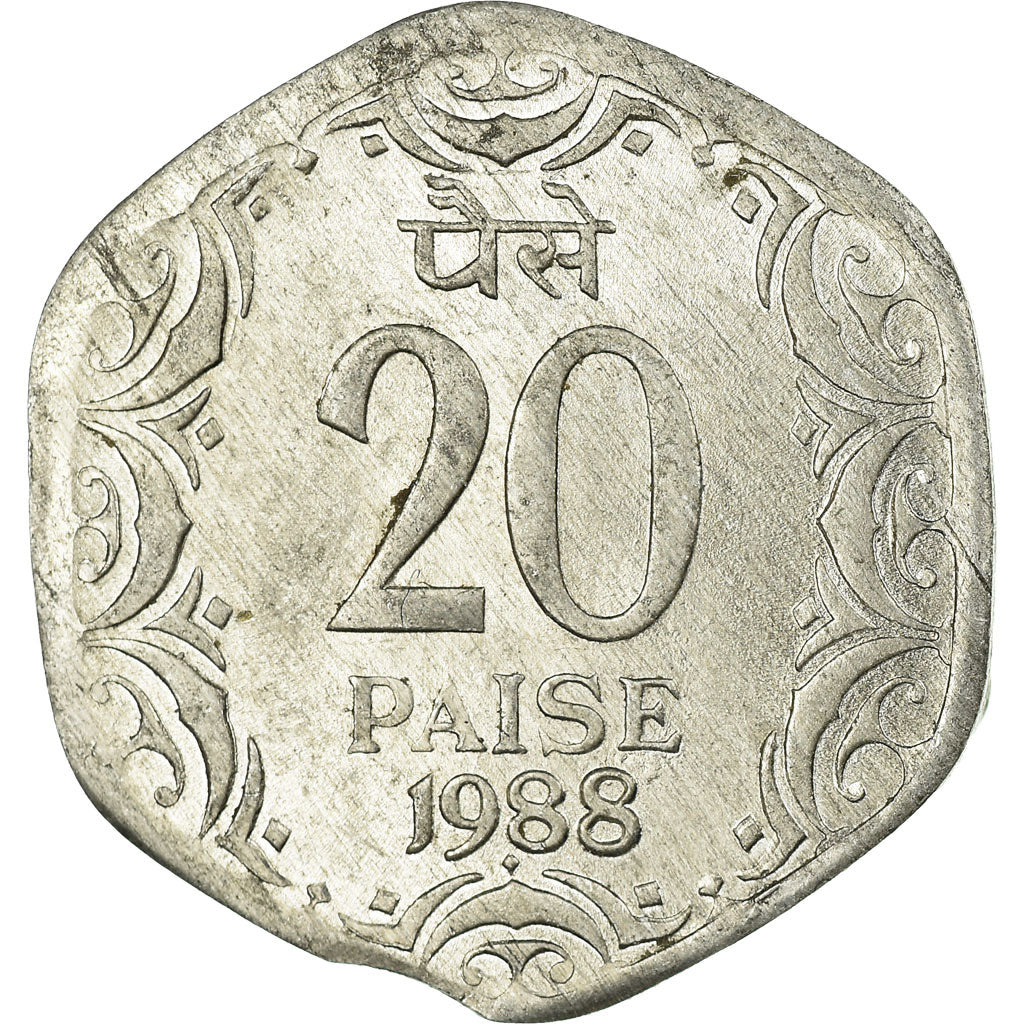Moneta, REPUBBLICA DELL’INDIA, 20 Paise, 1988, B+, Alluminio, KM:44