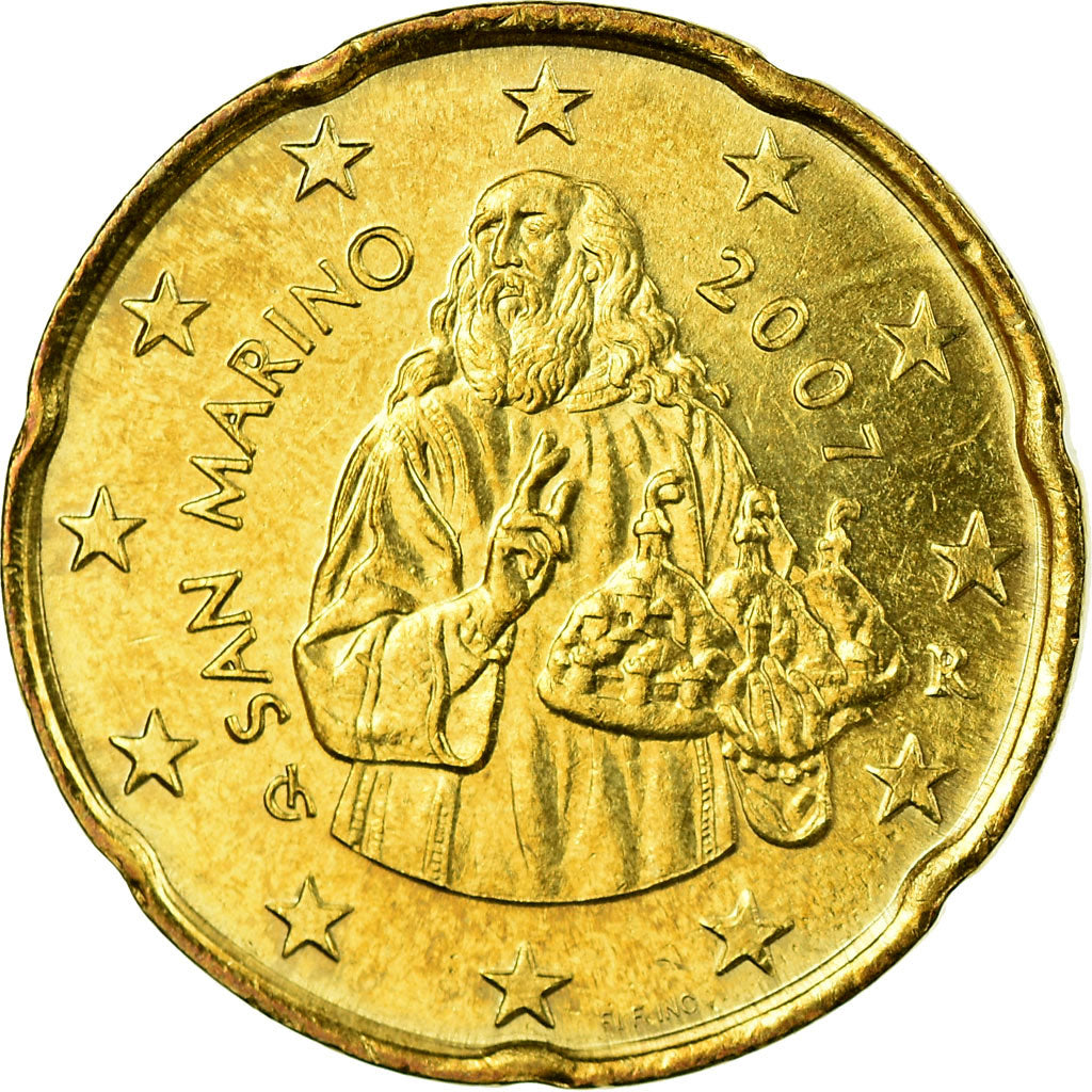 San Marino, 20 Euro Cent, 2007, MBC, Latón, KM:444