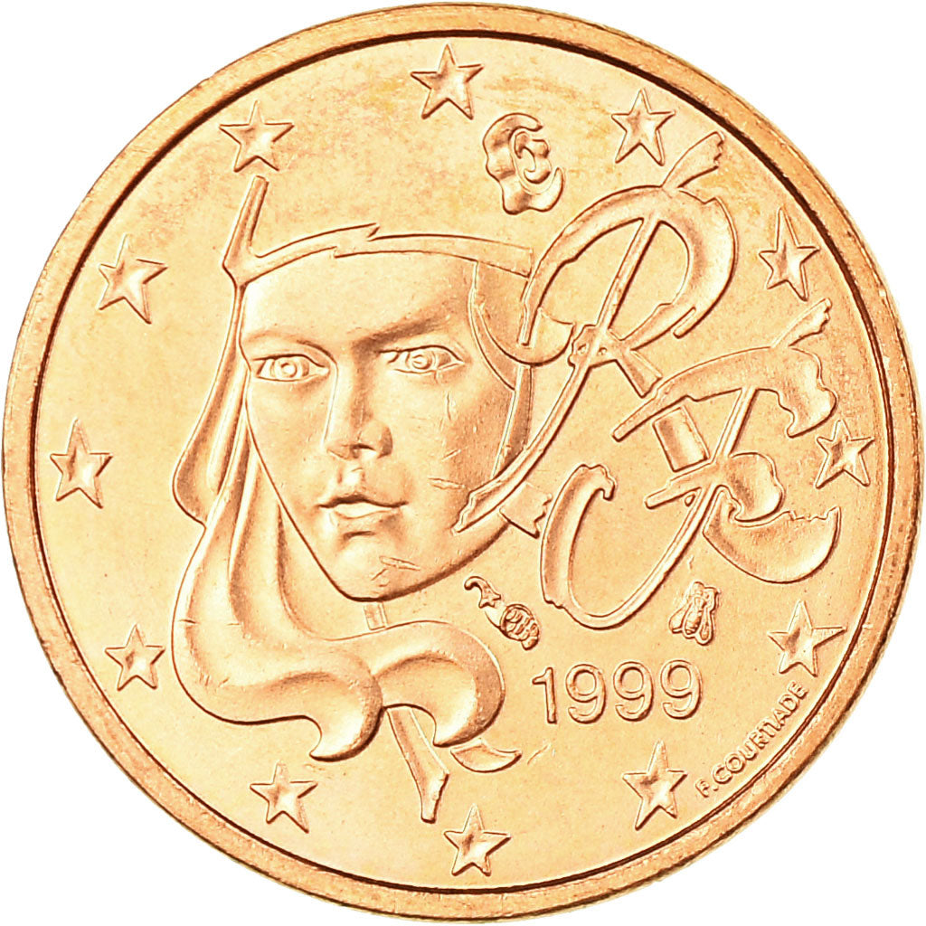 Frankrijk, Euro Cent, 1999, ZF, Copper Plated Steel, Gadoury:1, KM:1282