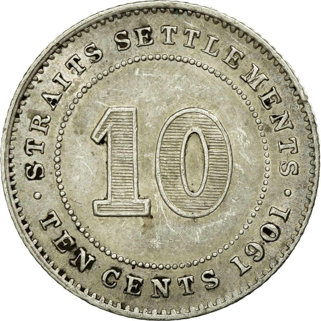 Coin, Straits Settlements, Victoria, 10 Cents, 1901, AU(55-58), Silver, KM:11