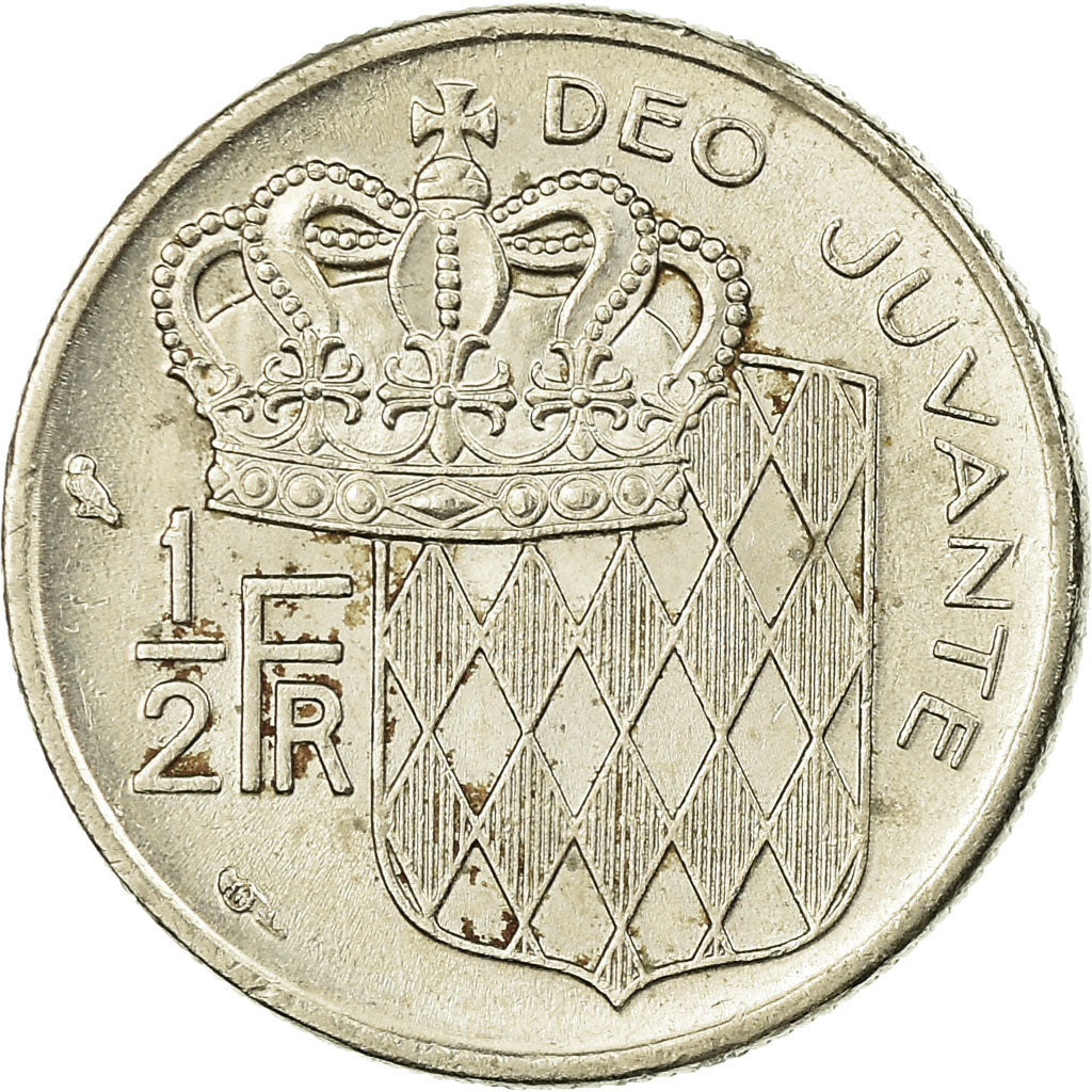 Coin, Monaco, Rainier III, 1/2 Franc, 1974, EF(40-45), Nickel, KM:145