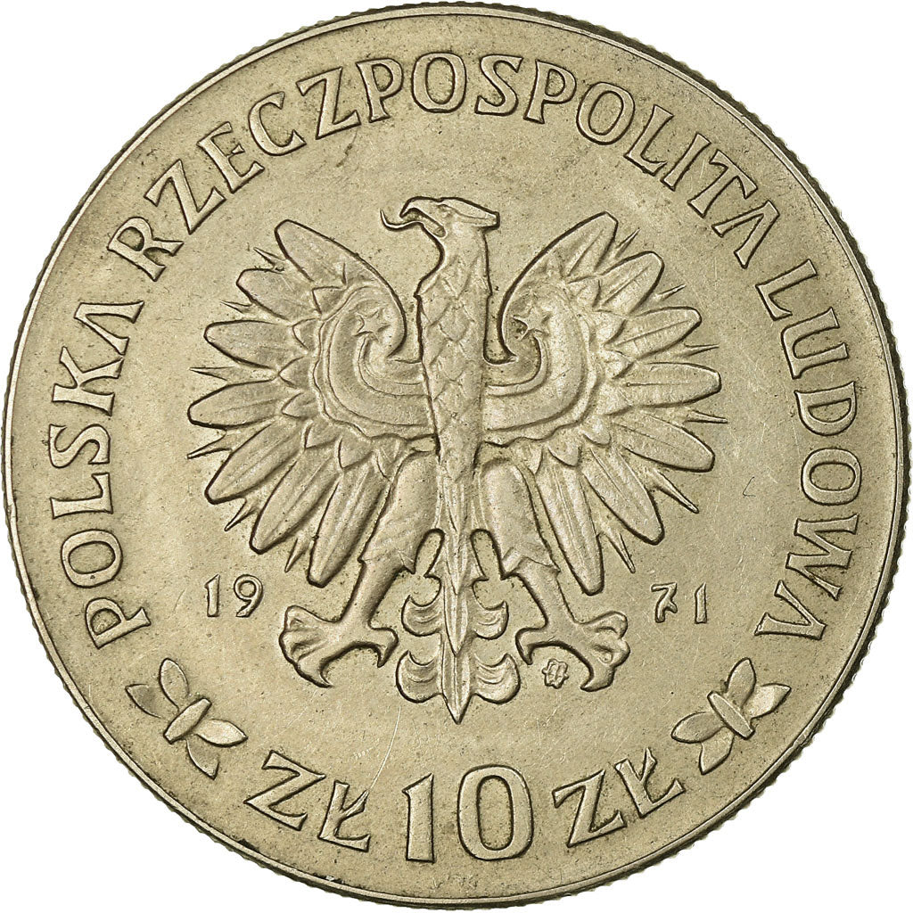 Moneta, Polonia, 10 Zlotych, 1971, Warsaw, BB, Rame-nichel, KM:64