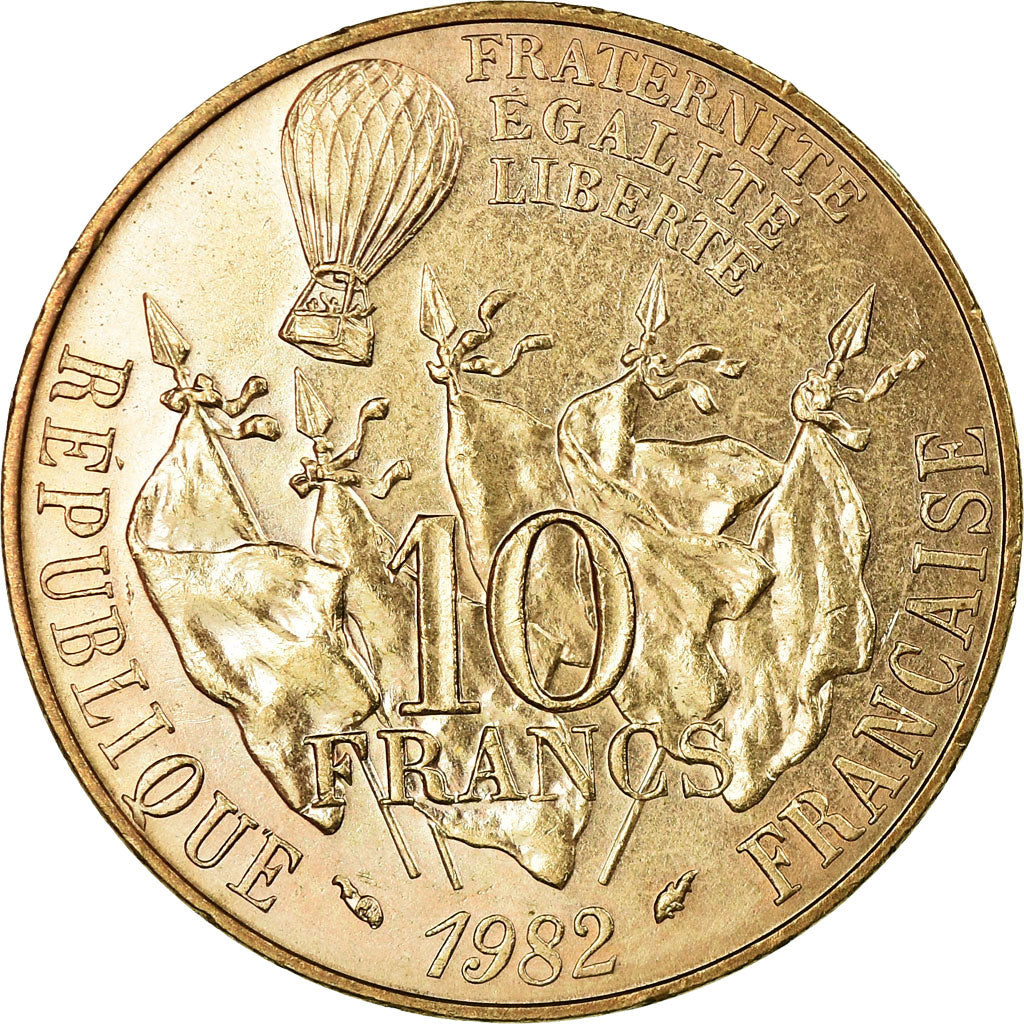 Moneta, Francja, Gambetta, 10 Francs, 1982, AU(55-58), Nikiel-Brąz, KM:950