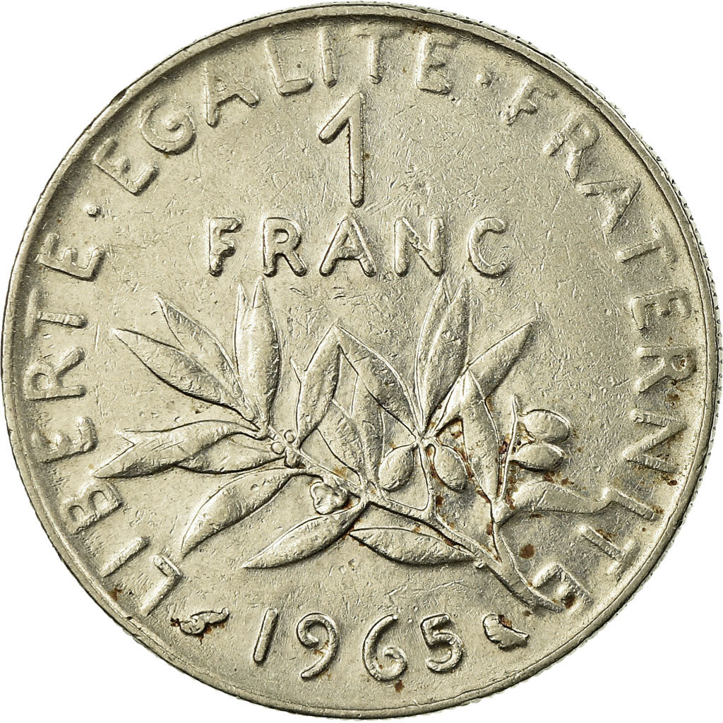 Moneta, Francia, Semeuse, Franc, 1965, Paris, BB, Nichel, KM:925.1, Gadoury:474