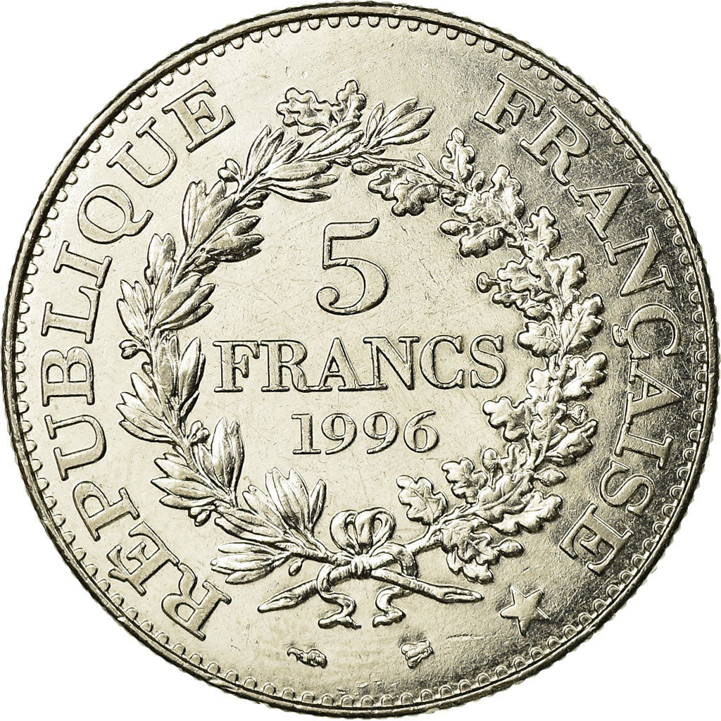 Moneda, Francia, Hercule, 5 Francs, 1996, Paris, MBC, Níquel, KM:1155