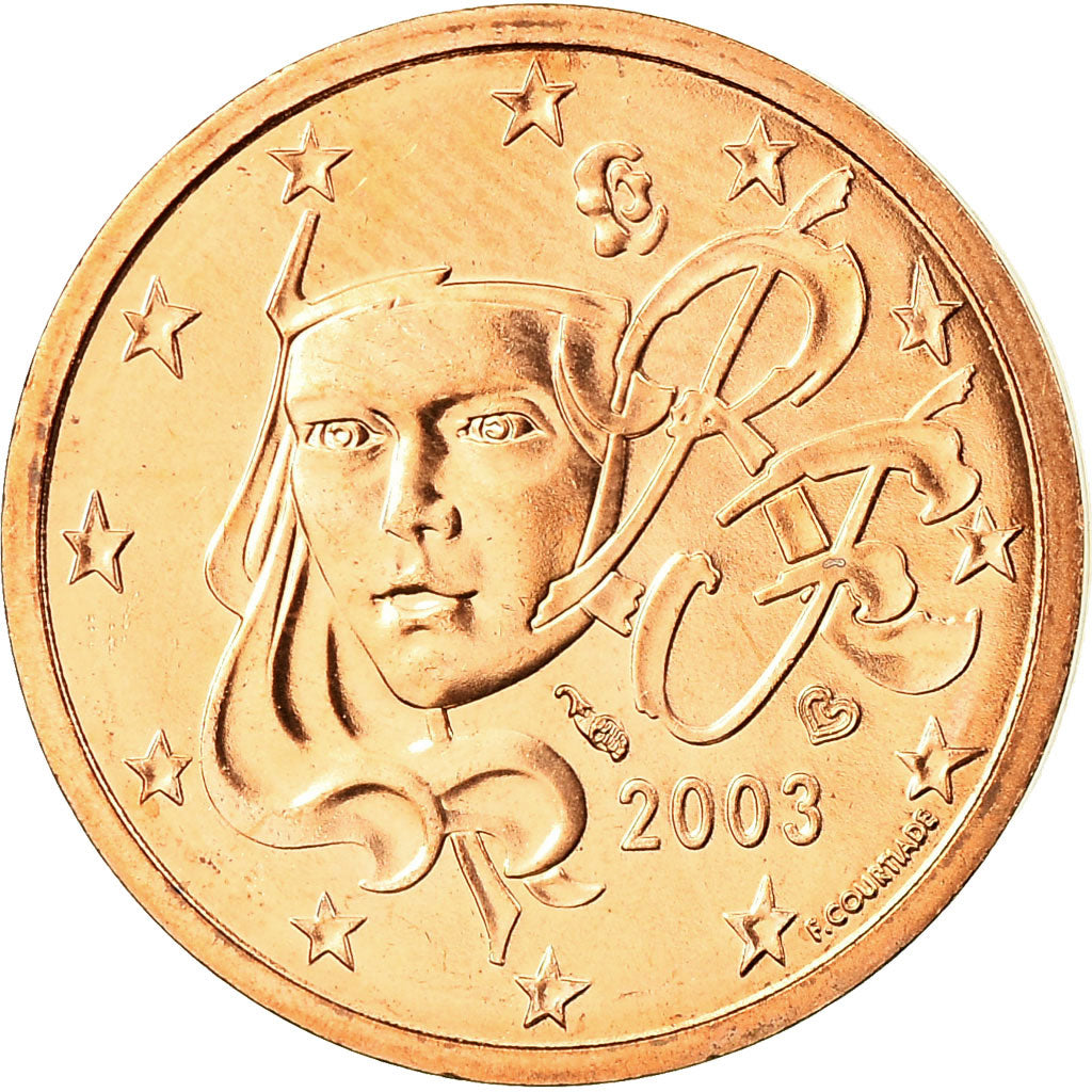 França, 2 Euro Cent, 2003, MS(65-70), Aço Cromado a Cobre, Gadoury:2, KM:1283