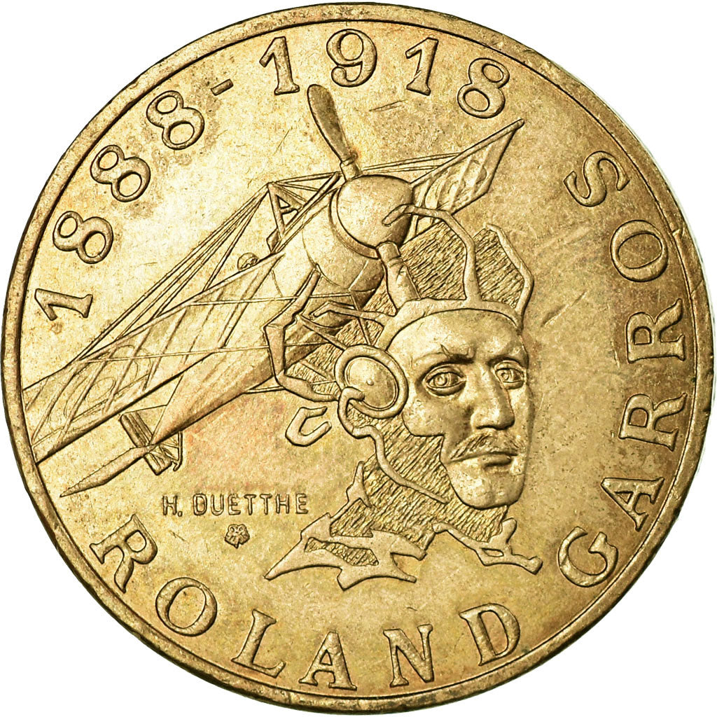 Moneta, Francia, Roland Garros, 10 Francs, 1988, BB, Alluminio-bronzo, KM:965