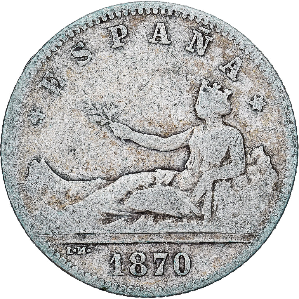 Coin, Spain, Provisional Government, Peseta, 1870, Madrid, VF(20-25), Silver