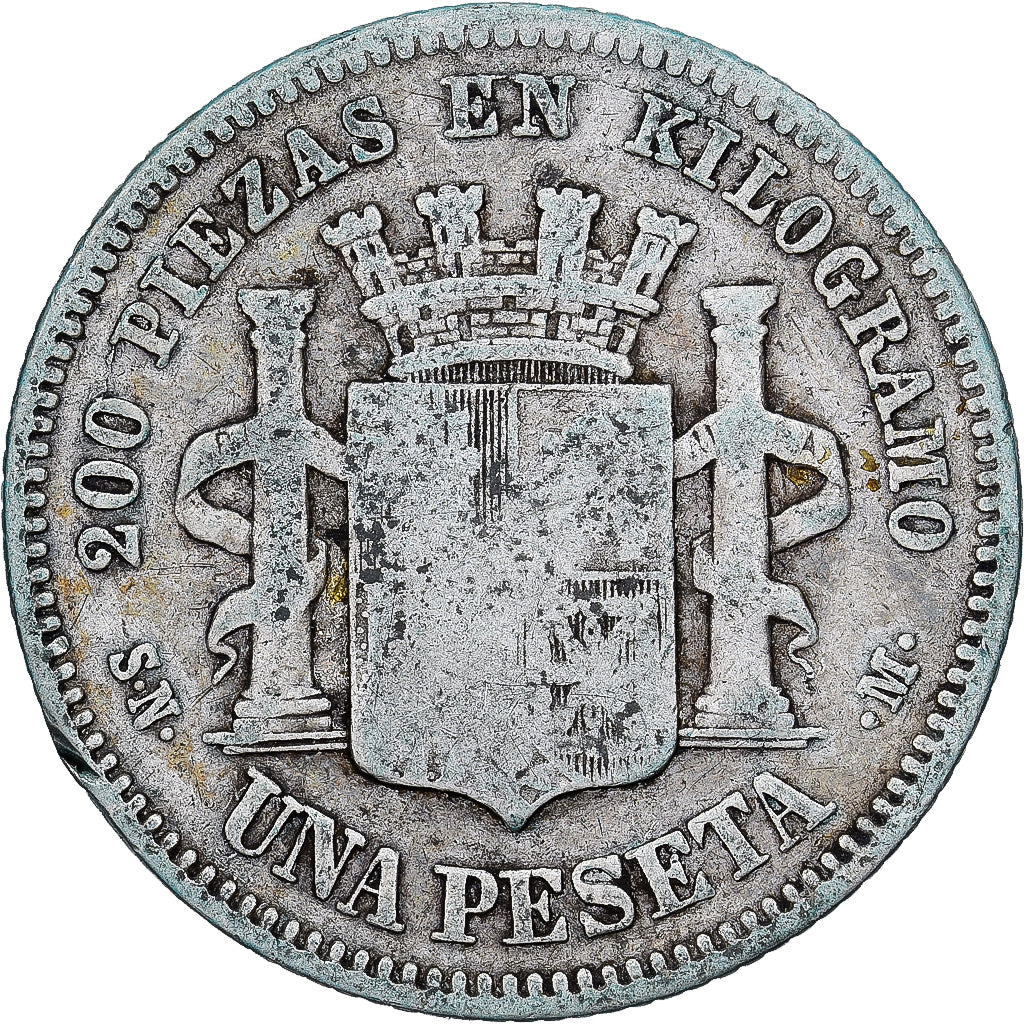 Coin, Spain, Provisional Government, Peseta, 1870, Madrid, VF(20-25), Silver