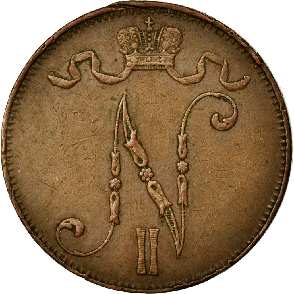 Coin, Finland, Nicholas II, 5 Pennia, 1911, AU(50-53), Copper, KM:15