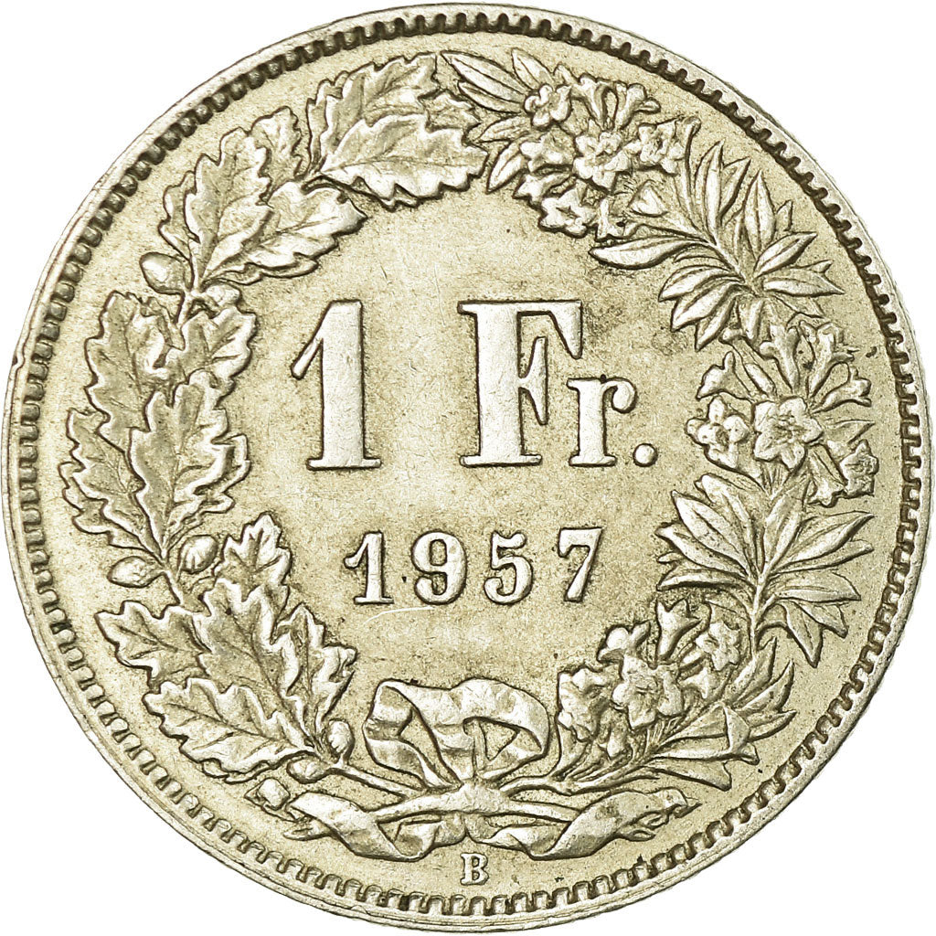 Coin, Switzerland, Franc, 1957, Bern, AU(50-53), Silver, KM:24