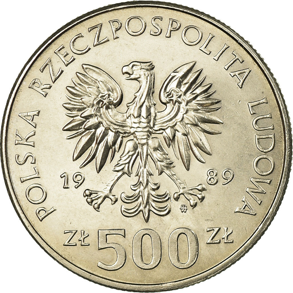 Münze, Polen, 500 Zlotych, 1989, Warsaw, VZ, Copper-nickel, KM:185