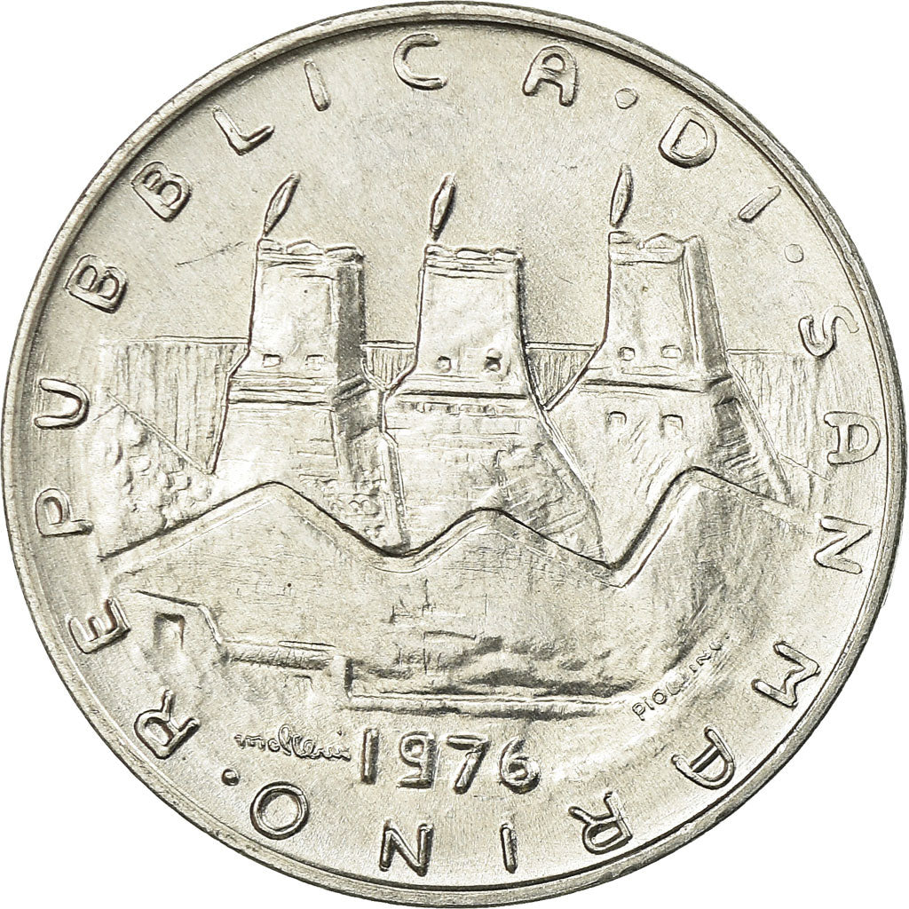 Coin, San Marino, 10 Lire, 1976, AU(55-58), Aluminum, KM:54