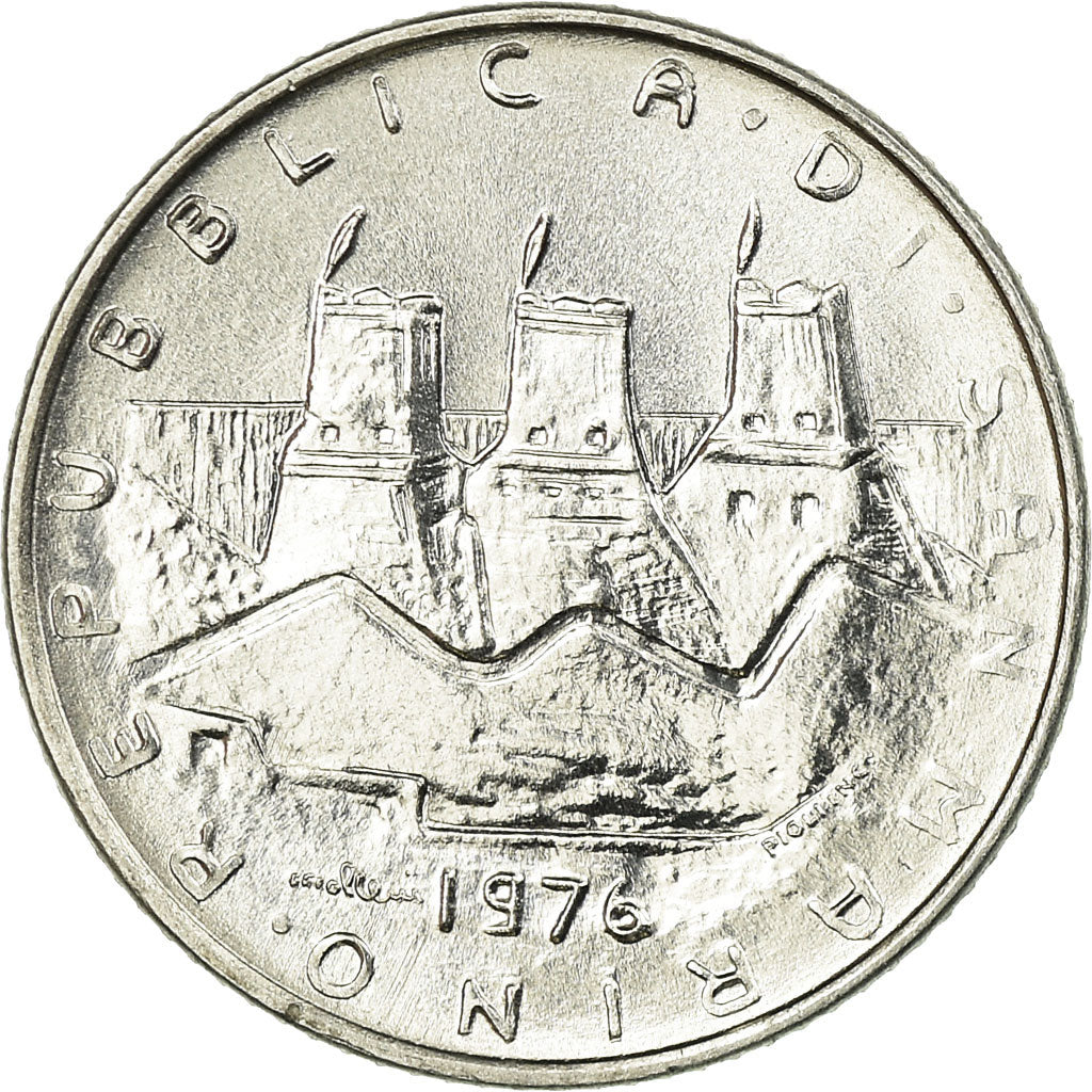Coin, San Marino, 2 Lire, 1976, MS(63), Aluminum, KM:52