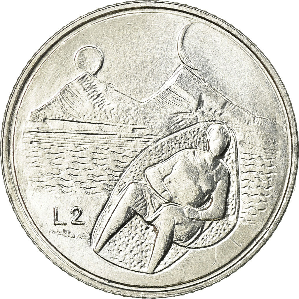 Coin, San Marino, 2 Lire, 1976, MS(63), Aluminum, KM:52