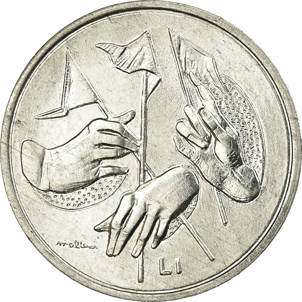Coin, San Marino, Lira, 1976, MS(63), Aluminum, KM:51