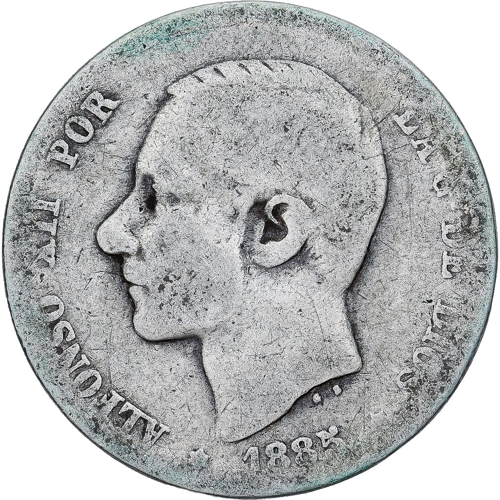 Coin, Spain, Alfonso XII, Peseta, 1885, Madrid, F(12-15), Silver, KM:686