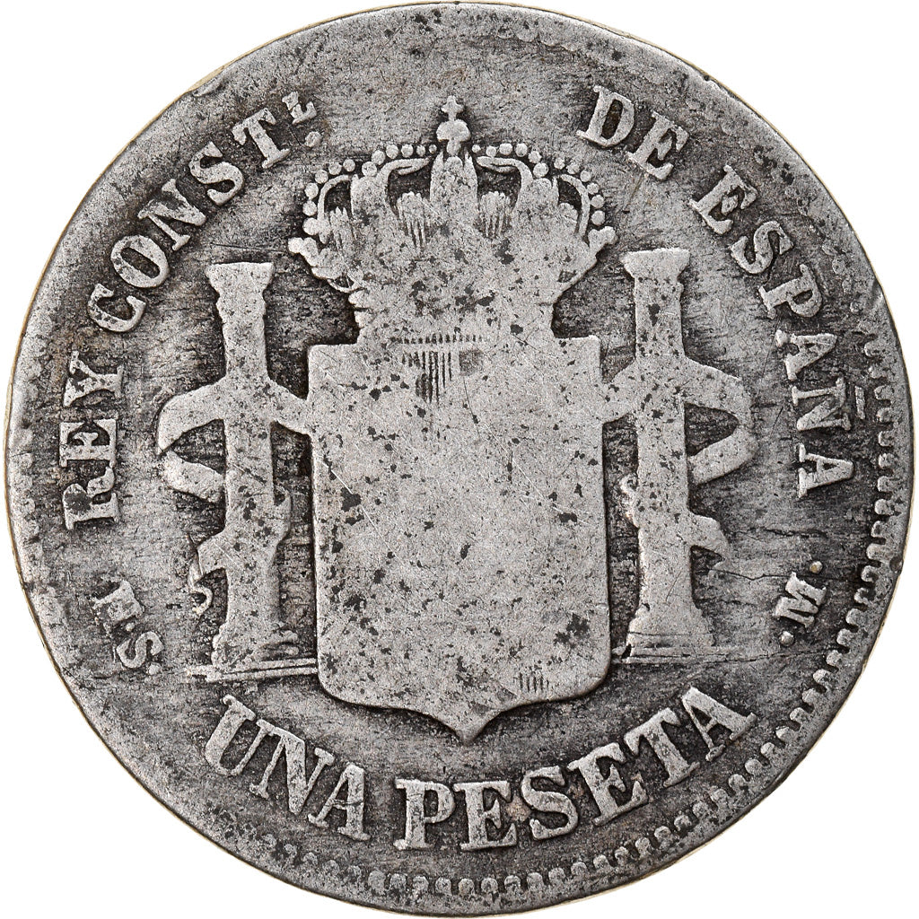 Moneda, España, Alfonso XII, Peseta, 1885, Madrid, BC, Plata, KM:686