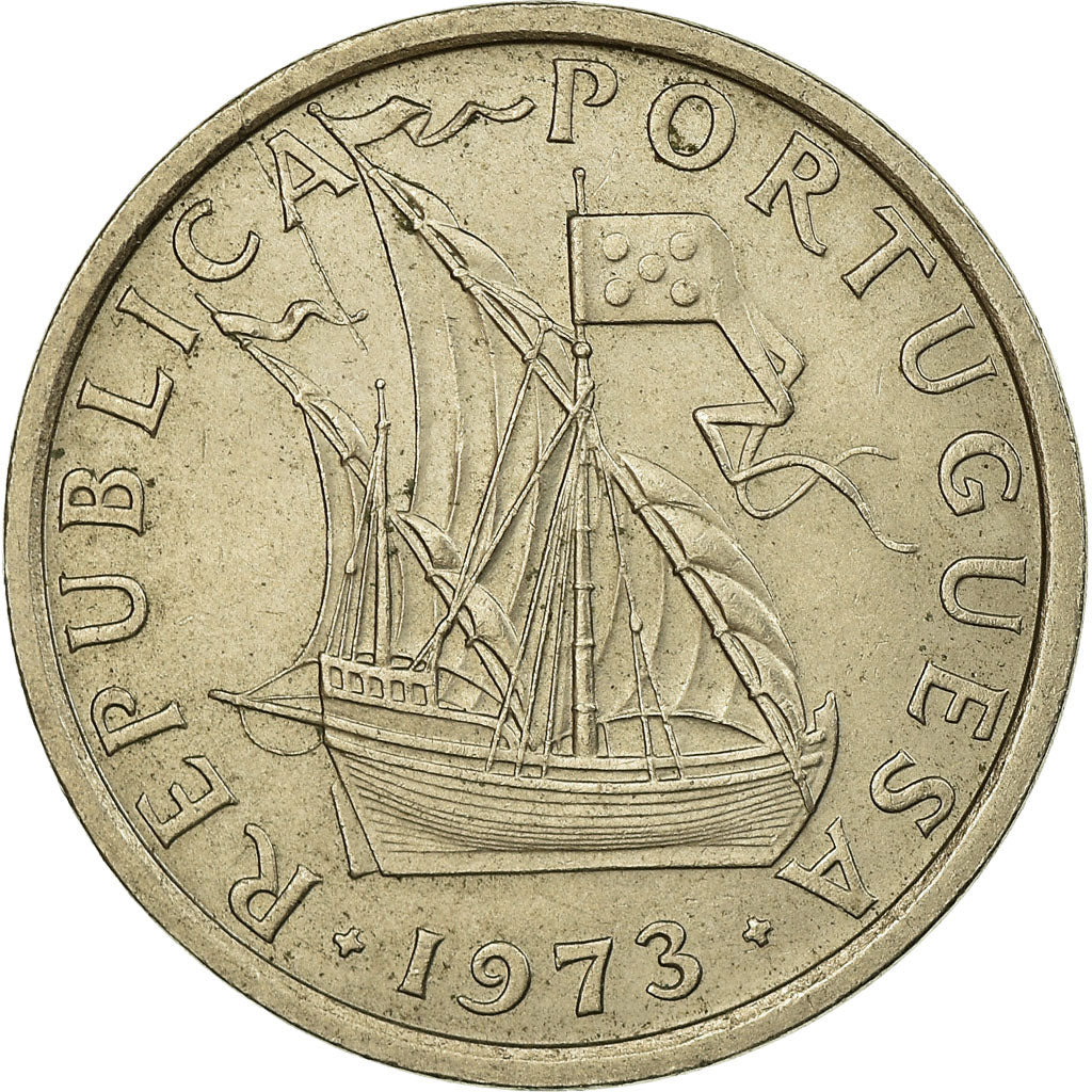 Moneta, Portugal, 10 Escudos, 1973, EF(40-45), Miedź-Nikiel niklowany, KM:600