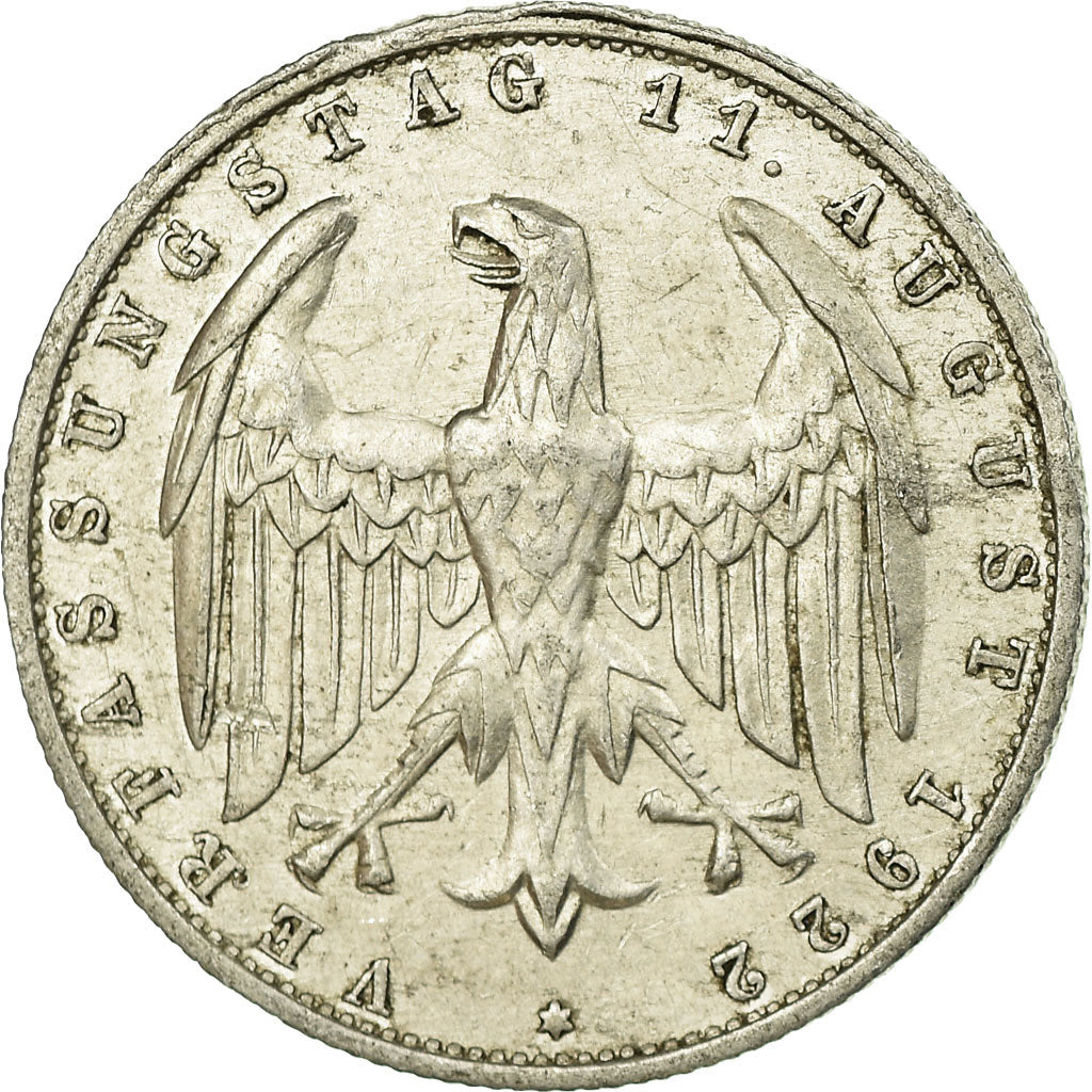 Munten, Duitsland, Weimarrepubliek, 3 Mark, 1922, Berlin, ZF, Aluminium, KM:28